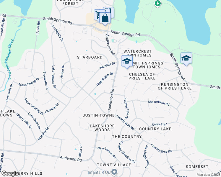map of restaurants, bars, coffee shops, grocery stores, and more near 3308 Anderson Road in Nashville