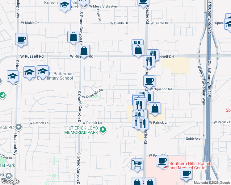 map of restaurants, bars, coffee shops, grocery stores, and more near 5914 Moon Garden Street in Las Vegas