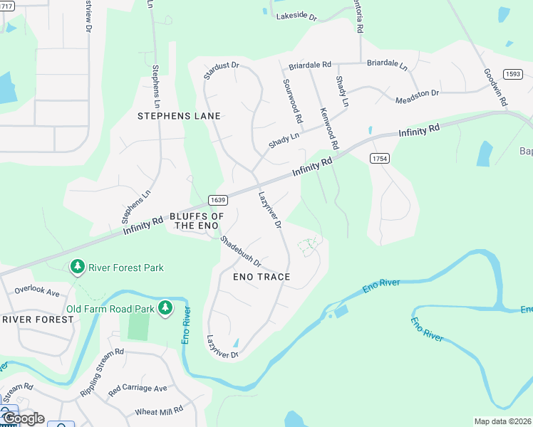 map of restaurants, bars, coffee shops, grocery stores, and more near 4907 Lazyriver Drive in Durham