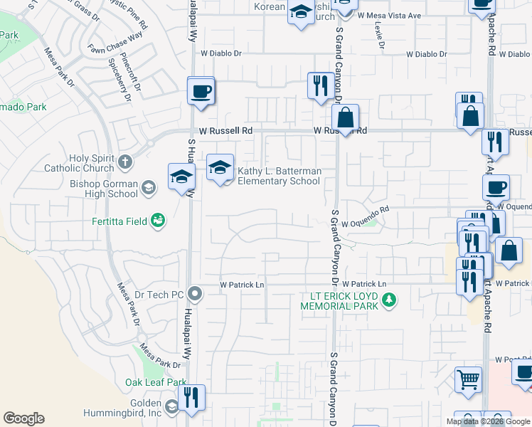 map of restaurants, bars, coffee shops, grocery stores, and more near 9985 Prattville Avenue in Las Vegas