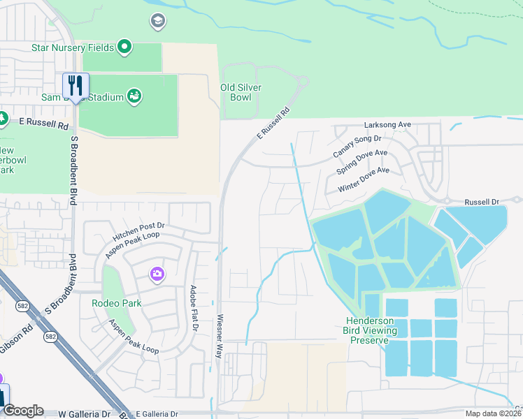 map of restaurants, bars, coffee shops, grocery stores, and more near 5834-5998 Wiesner Way in Henderson