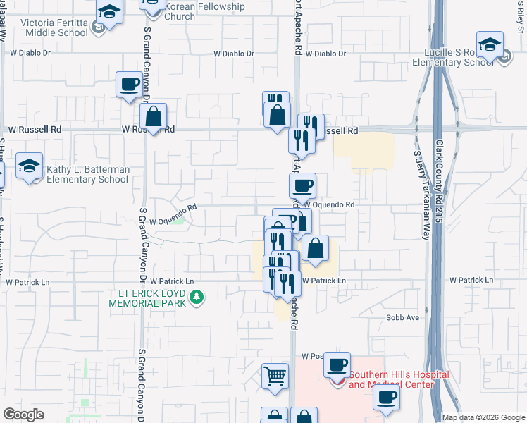 map of restaurants, bars, coffee shops, grocery stores, and more near 9470 Grove Ridge Avenue in Las Vegas