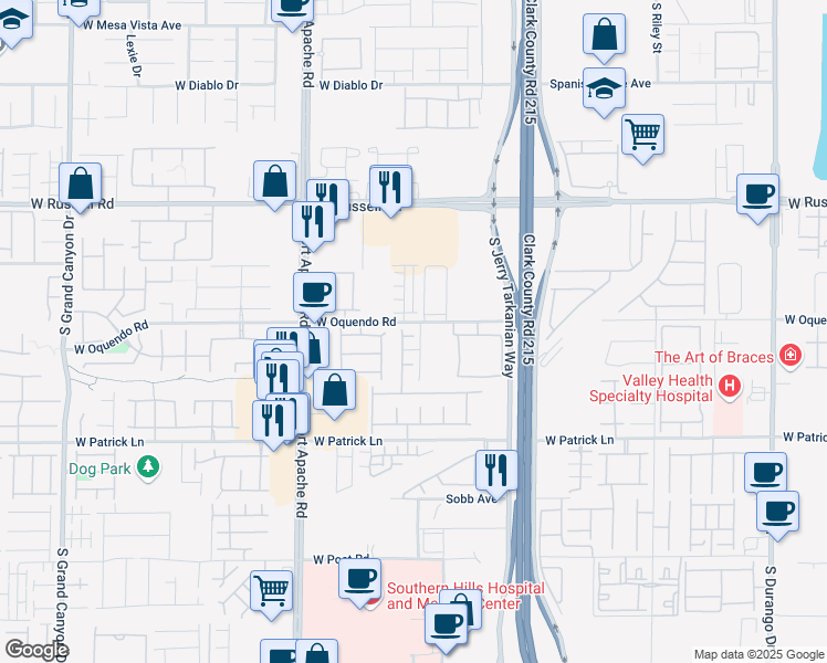 map of restaurants, bars, coffee shops, grocery stores, and more near 9238 Beltana Court in Las Vegas