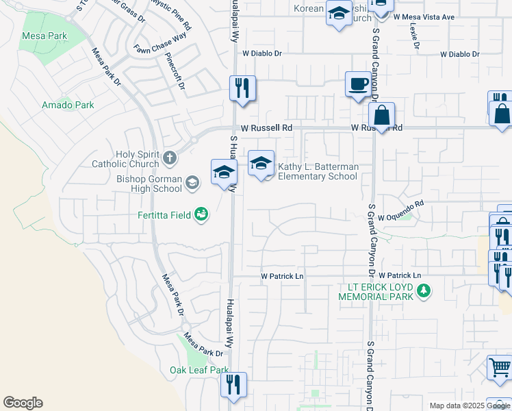 map of restaurants, bars, coffee shops, grocery stores, and more near 10134 Prattville Avenue in Las Vegas