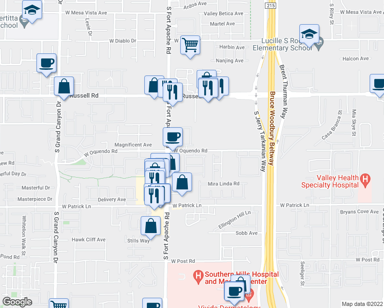 map of restaurants, bars, coffee shops, grocery stores, and more near 9308 Mandeville Bay Avenue in Las Vegas