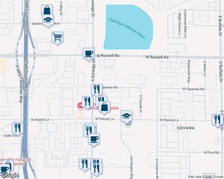 map of restaurants, bars, coffee shops, grocery stores, and more near 8478 Prince of Tides Court in Las Vegas
