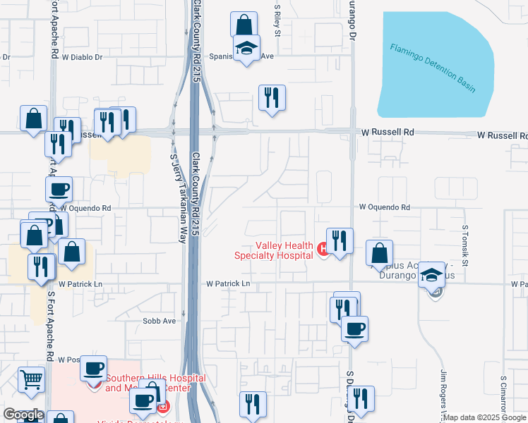 map of restaurants, bars, coffee shops, grocery stores, and more near 8873 West Oquendo Road in Las Vegas