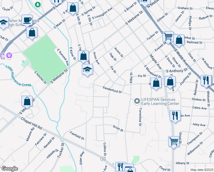 map of restaurants, bars, coffee shops, grocery stores, and more near 873 Everett Street in Burlington