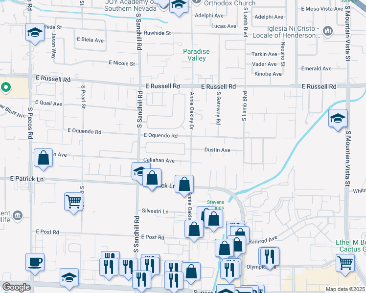 map of restaurants, bars, coffee shops, grocery stores, and more near 3767 Darren Thornton Way in Las Vegas