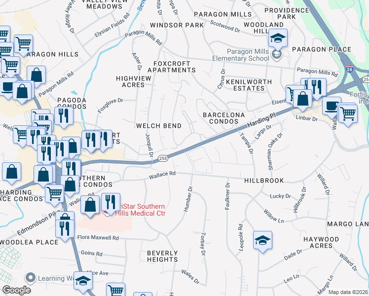 map of restaurants, bars, coffee shops, grocery stores, and more near 312 Wallace Road in Nashville