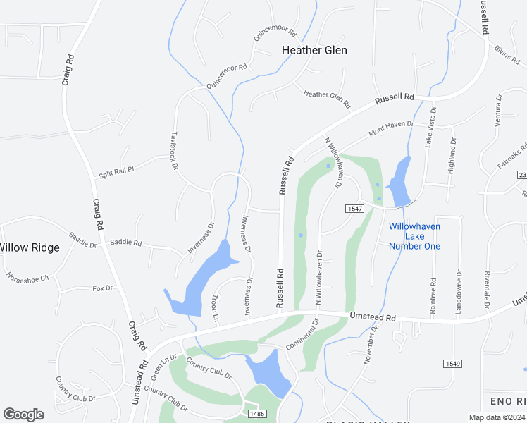 map of restaurants, bars, coffee shops, grocery stores, and more near 2611 Gleneagles Place in Durham