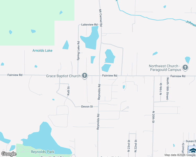 map of restaurants, bars, coffee shops, grocery stores, and more near 1912 Reynolds Road in Paragould