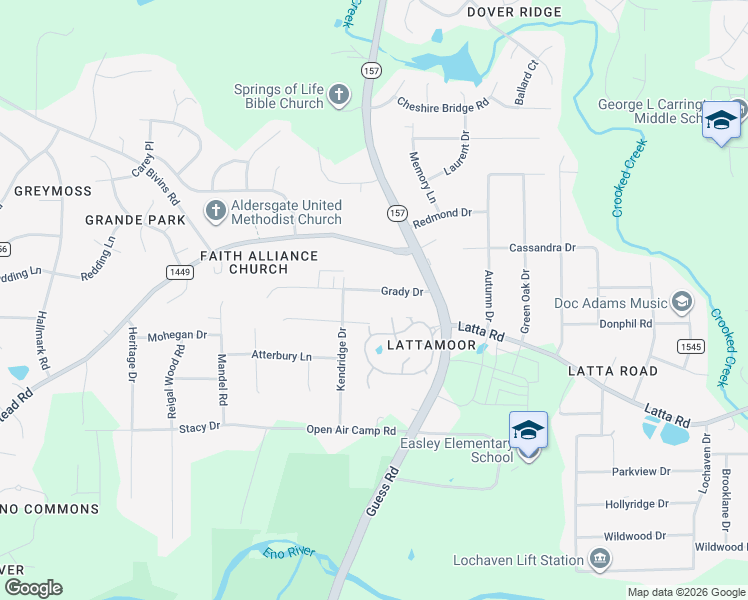 map of restaurants, bars, coffee shops, grocery stores, and more near 9 Siena Street in Durham