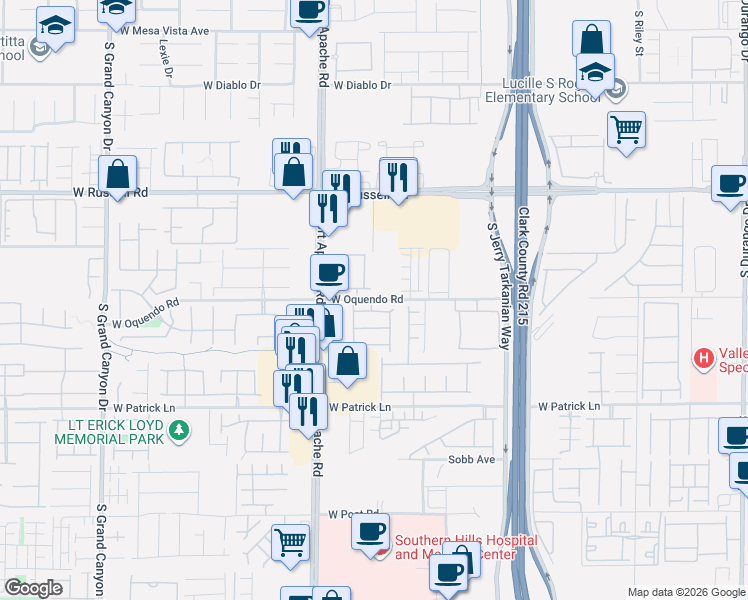 map of restaurants, bars, coffee shops, grocery stores, and more near 9266 Mandeville Bay Avenue in Las Vegas