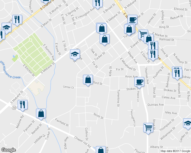 map of restaurants, bars, coffee shops, grocery stores, and more near 803 Avon Avenue in Burlington