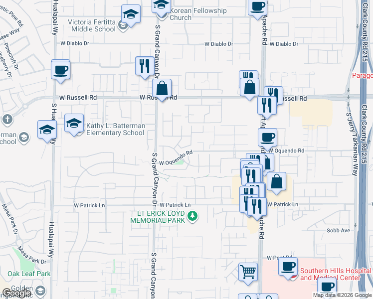 map of restaurants, bars, coffee shops, grocery stores, and more near 9657 Gentle Spirit Drive in Las Vegas