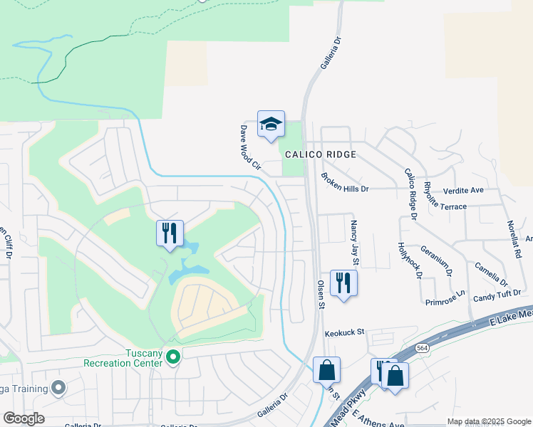 map of restaurants, bars, coffee shops, grocery stores, and more near 1073 Via Canale Drive in Henderson
