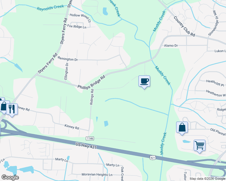map of restaurants, bars, coffee shops, grocery stores, and more near 927 Ridings Road in Lewisville