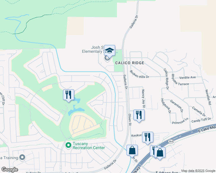 map of restaurants, bars, coffee shops, grocery stores, and more near 1073 Via Canale Drive in Henderson
