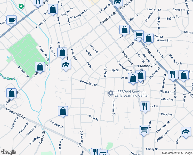 map of restaurants, bars, coffee shops, grocery stores, and more near 816 Avon Avenue in Burlington