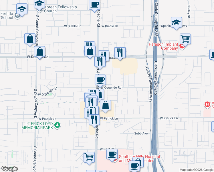 map of restaurants, bars, coffee shops, grocery stores, and more near 9325 Mandeville Bay Avenue in Las Vegas