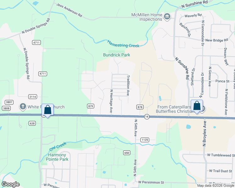 map of restaurants, bars, coffee shops, grocery stores, and more near 5710 West Legacy Street in Fayetteville