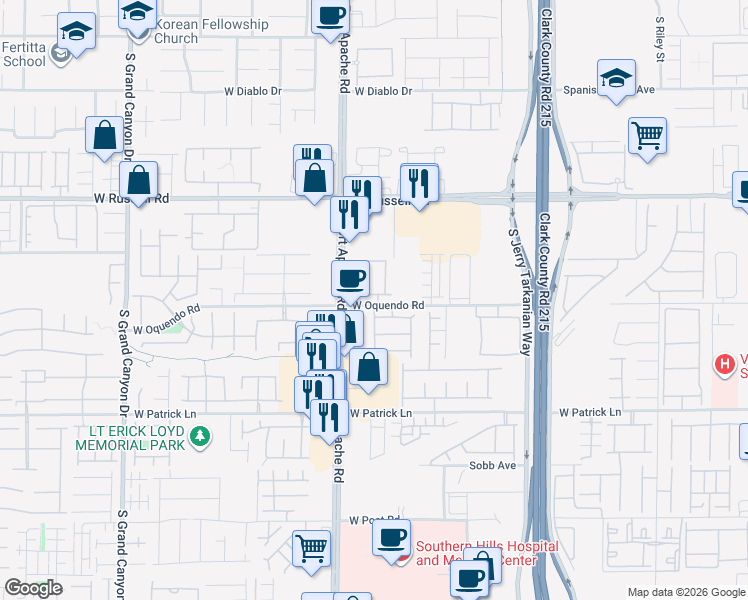 map of restaurants, bars, coffee shops, grocery stores, and more near 9335 Briar Bridge Avenue in Las Vegas