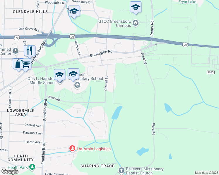 map of restaurants, bars, coffee shops, grocery stores, and more near 5634 Tier View Trail in Greensboro