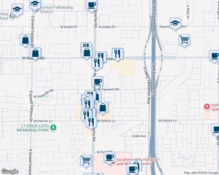 map of restaurants, bars, coffee shops, grocery stores, and more near 9305 Briar Bridge Avenue in Las Vegas