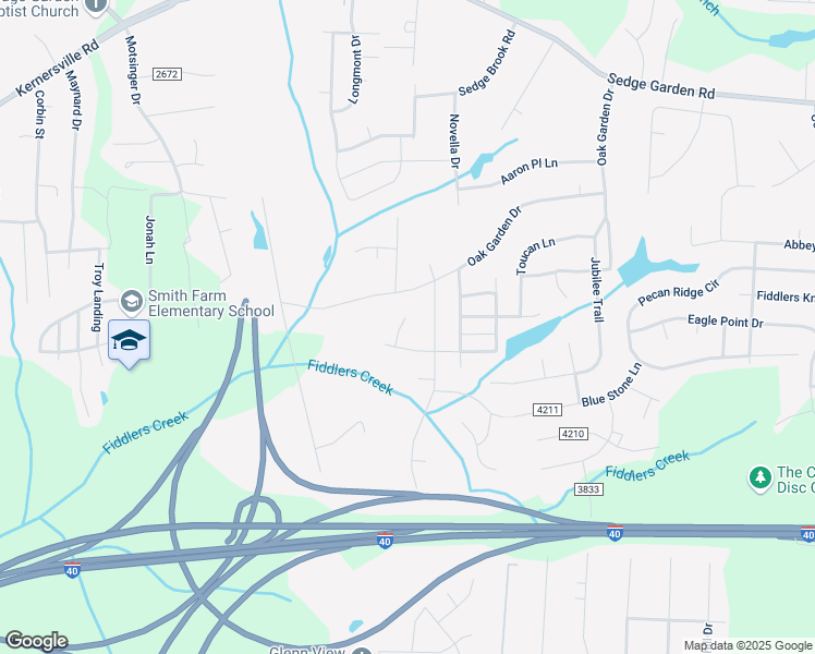 map of restaurants, bars, coffee shops, grocery stores, and more near 125 Fiddlers Run Court in Kernersville