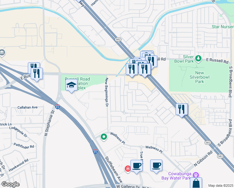 map of restaurants, bars, coffee shops, grocery stores, and more near 5922 Aimless Street in Henderson