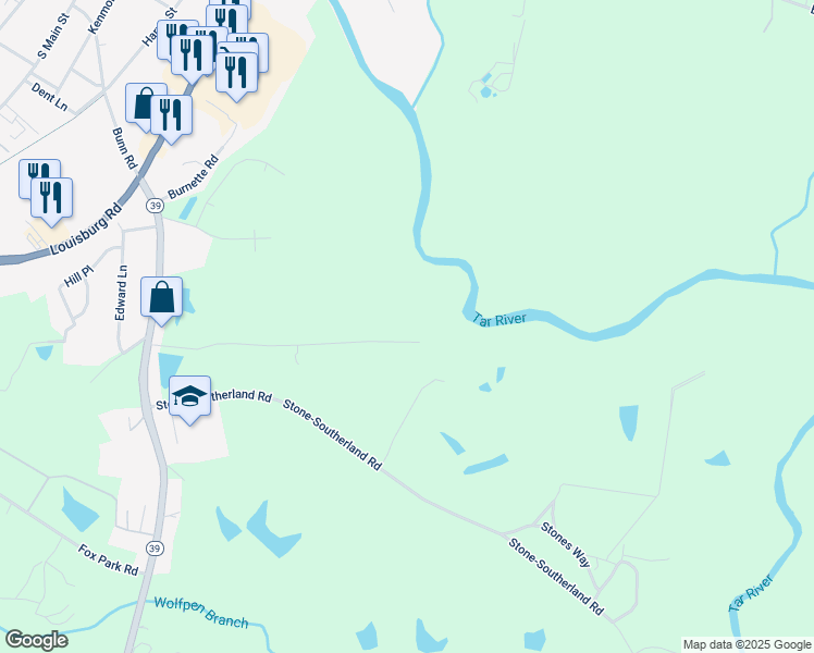 map of restaurants, bars, coffee shops, grocery stores, and more near 199 Rex Place in Louisburg