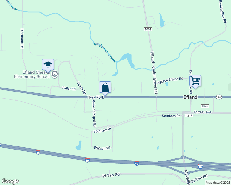 map of restaurants, bars, coffee shops, grocery stores, and more near 209 Norwich Court in Efland