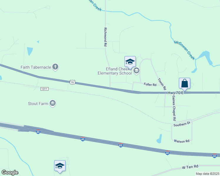 map of restaurants, bars, coffee shops, grocery stores, and more near 4512 U.S. 70 in Mebane