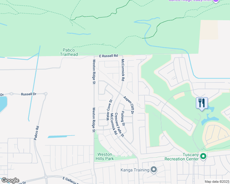 map of restaurants, bars, coffee shops, grocery stores, and more near 1109 Aspen Cliff Drive in Henderson