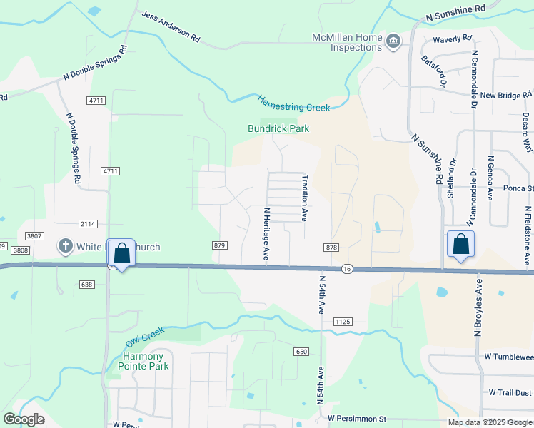 map of restaurants, bars, coffee shops, grocery stores, and more near 1322 North Heritage Avenue in Fayetteville