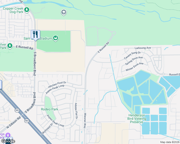 map of restaurants, bars, coffee shops, grocery stores, and more near 5632-5824 Wiesner Way in Henderson