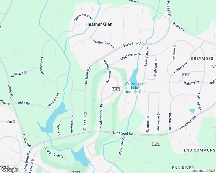 map of restaurants, bars, coffee shops, grocery stores, and more near 5230 North Willowhaven Drive in Durham