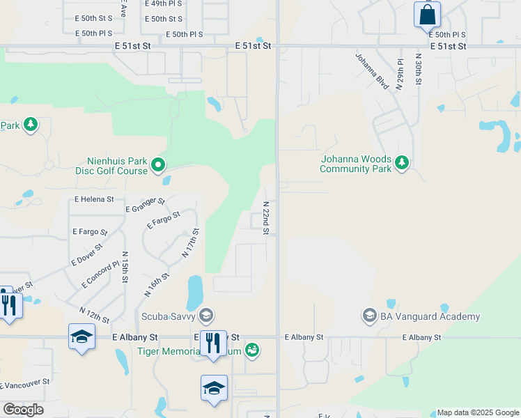 map of restaurants, bars, coffee shops, grocery stores, and more near 2306 East Fargo Place in Broken Arrow