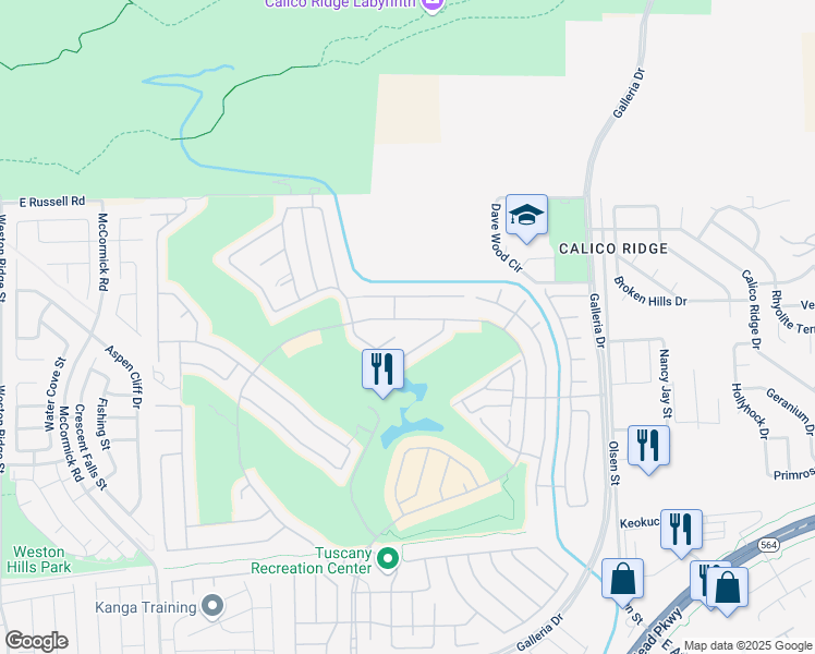map of restaurants, bars, coffee shops, grocery stores, and more near 1273 Olivia Parkway in Henderson
