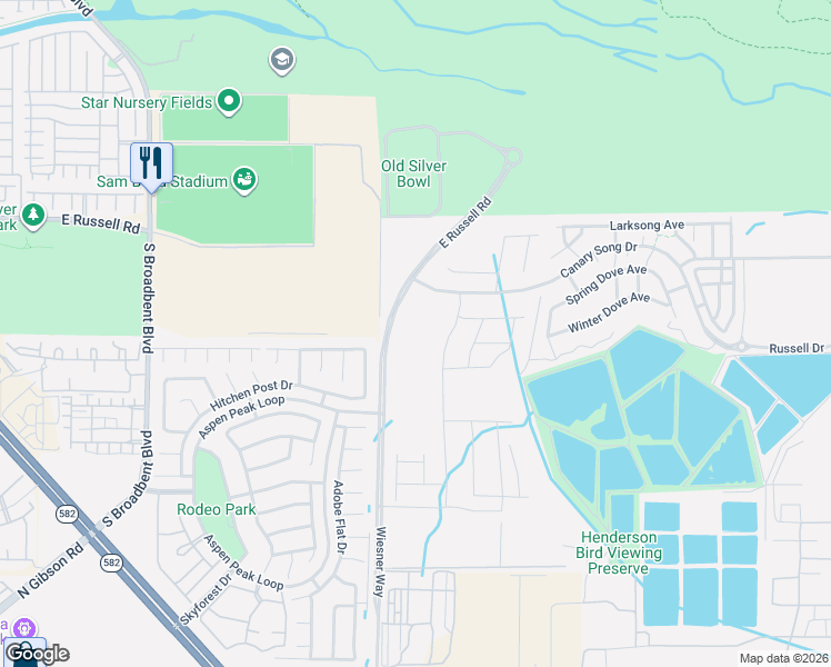 map of restaurants, bars, coffee shops, grocery stores, and more near 5632-5824 Wiesner Way in Las Vegas