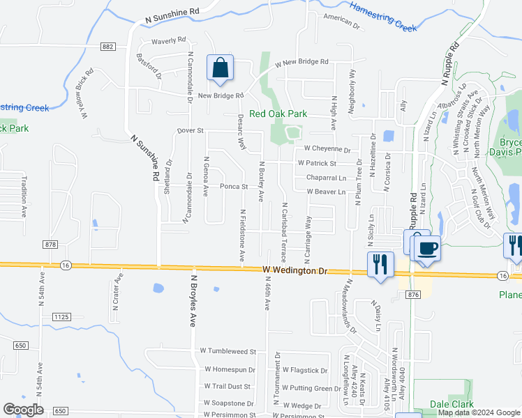 map of restaurants, bars, coffee shops, grocery stores, and more near 1389 North Boxley Avenue in Fayetteville