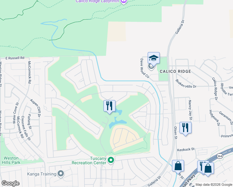map of restaurants, bars, coffee shops, grocery stores, and more near 1273 Olivia Parkway in Henderson