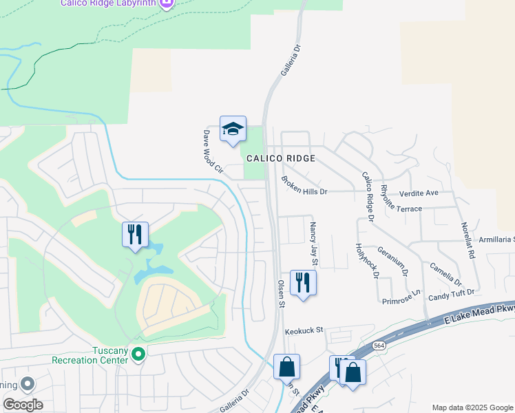 map of restaurants, bars, coffee shops, grocery stores, and more near 589 Via Paladini in Henderson