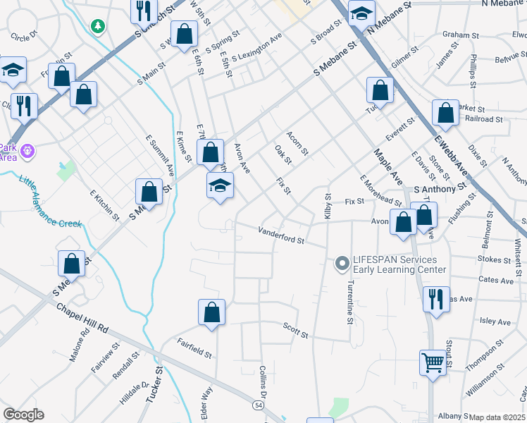 map of restaurants, bars, coffee shops, grocery stores, and more near 810 Tucker Street in Burlington