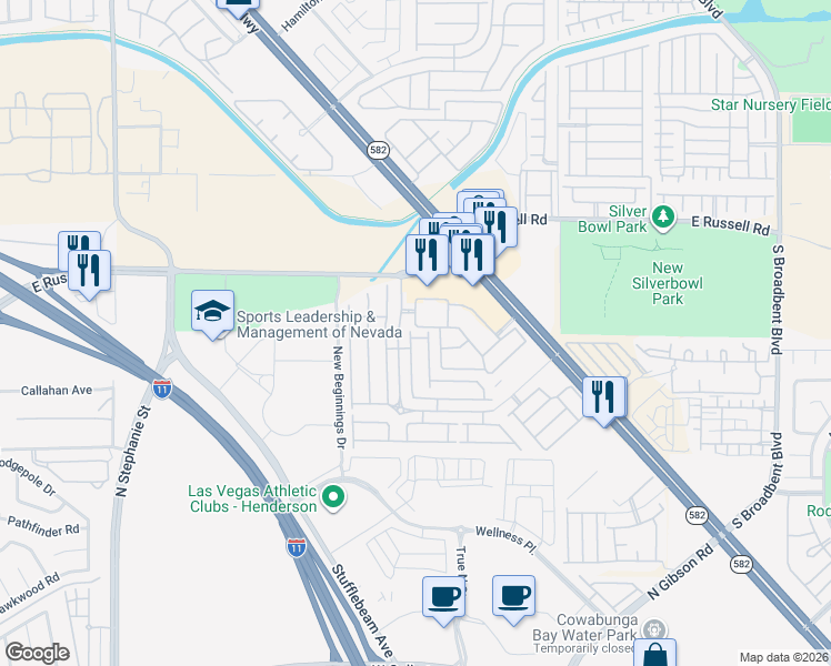 map of restaurants, bars, coffee shops, grocery stores, and more near 6332 Heavy Gorge Avenue in Henderson