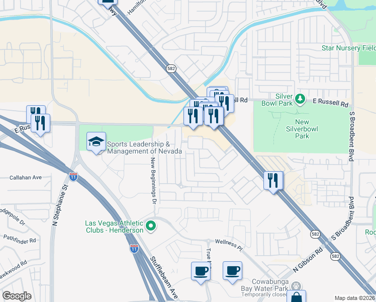 map of restaurants, bars, coffee shops, grocery stores, and more near 6332 Heavy Gorge Avenue in Henderson