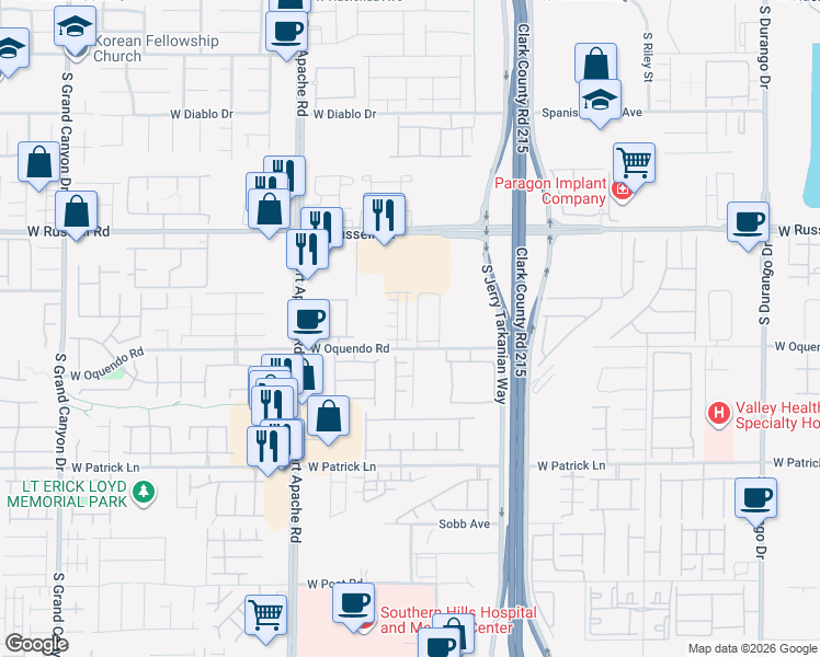 map of restaurants, bars, coffee shops, grocery stores, and more near 5866 Kips Bay Street in Las Vegas