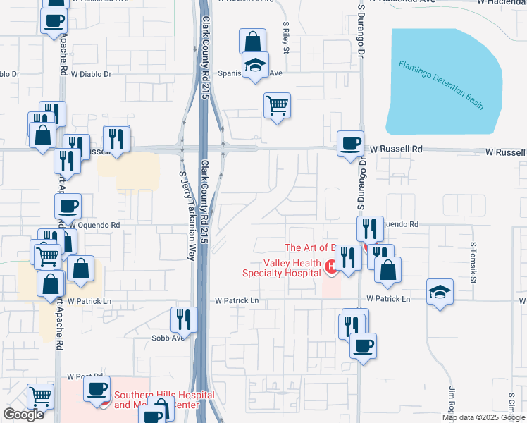 map of restaurants, bars, coffee shops, grocery stores, and more near 8926 Oreana Peak Court in Las Vegas