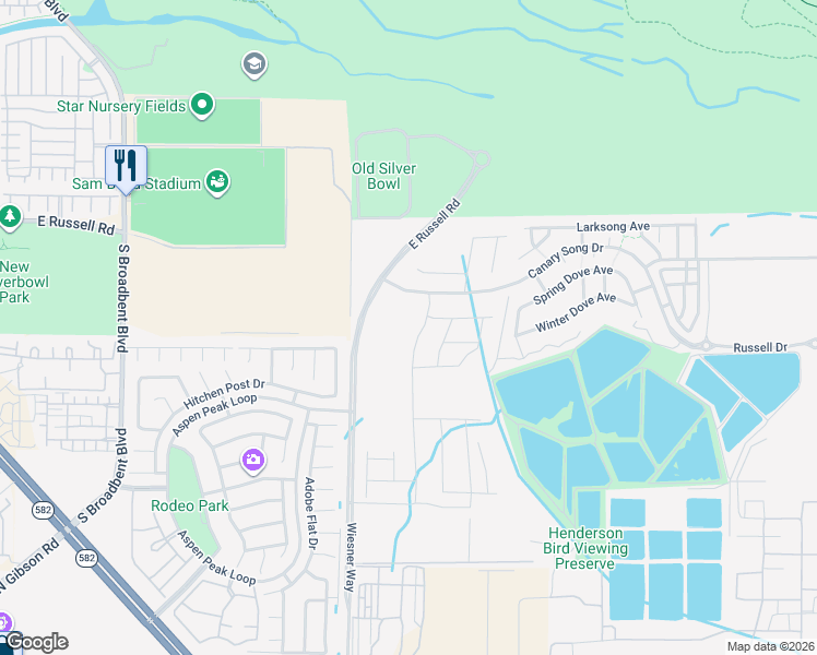map of restaurants, bars, coffee shops, grocery stores, and more near 5632-5824 Wiesner Way in Las Vegas